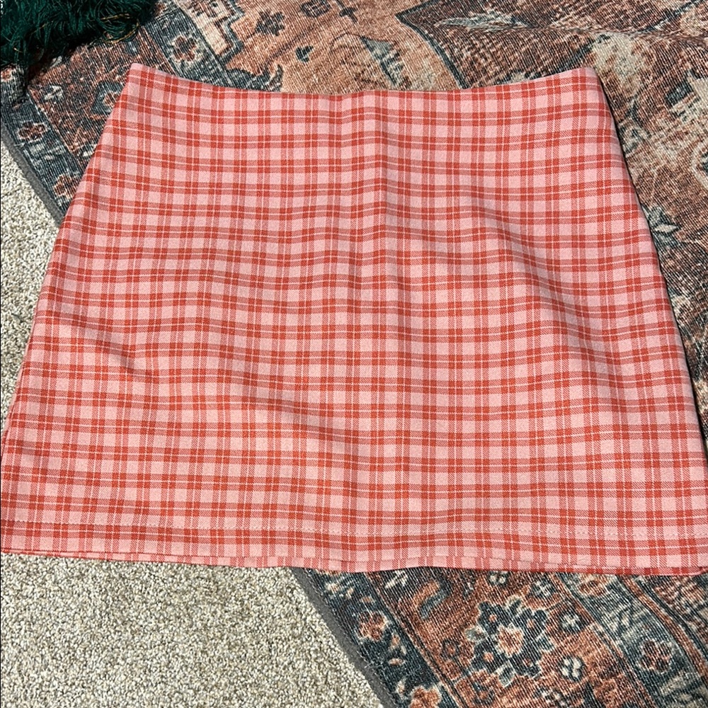UO Plaid Red Skirt